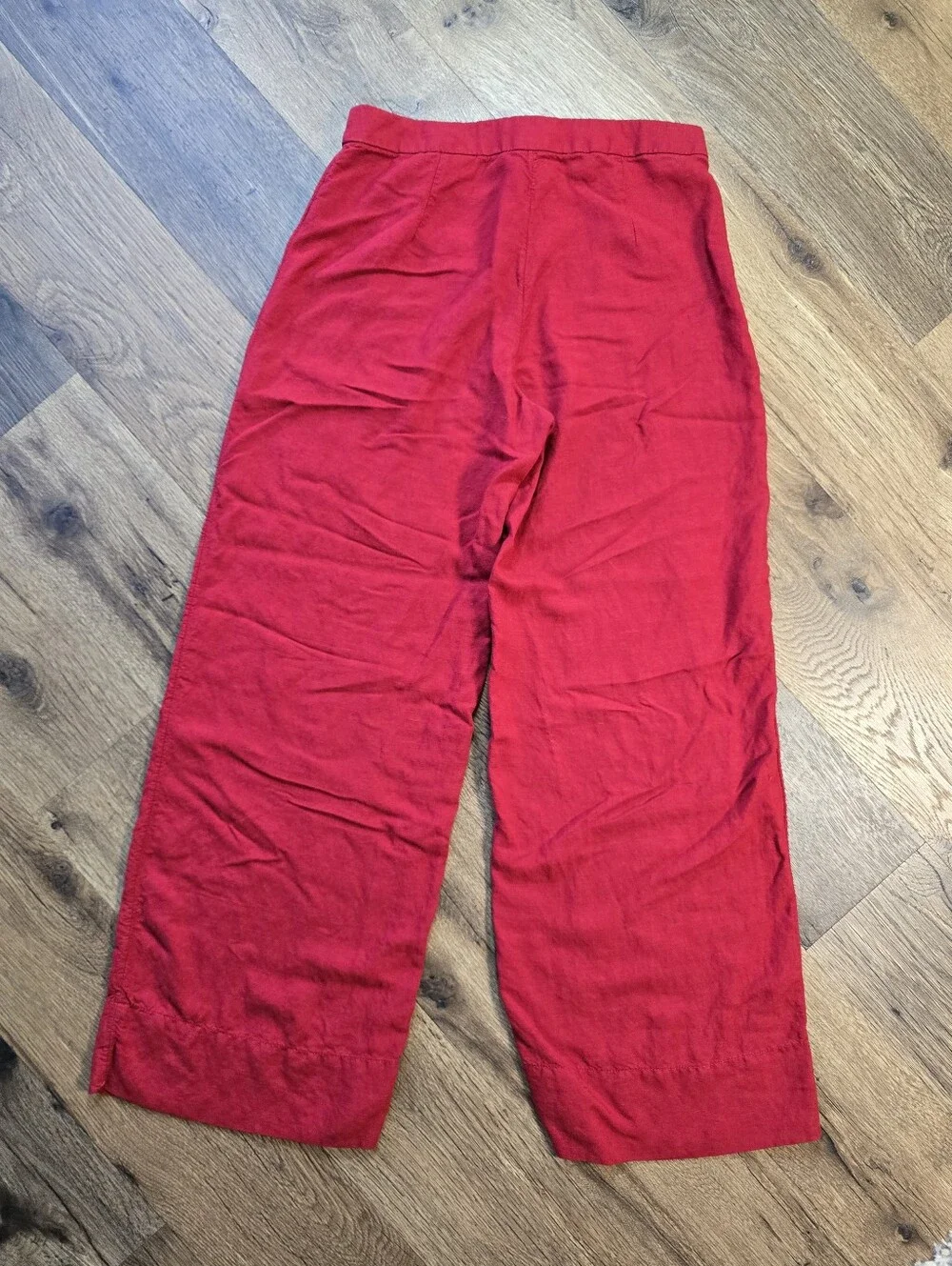 H&M Dark Red Wide-Leg Pants Linen Blend